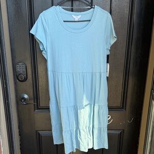 Time and Tru Light Blue Tiered Midi Dress